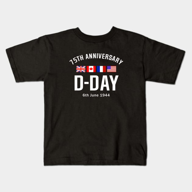 D Day 75th Anniversary Kids T-Shirt by SeattleDesignCompany